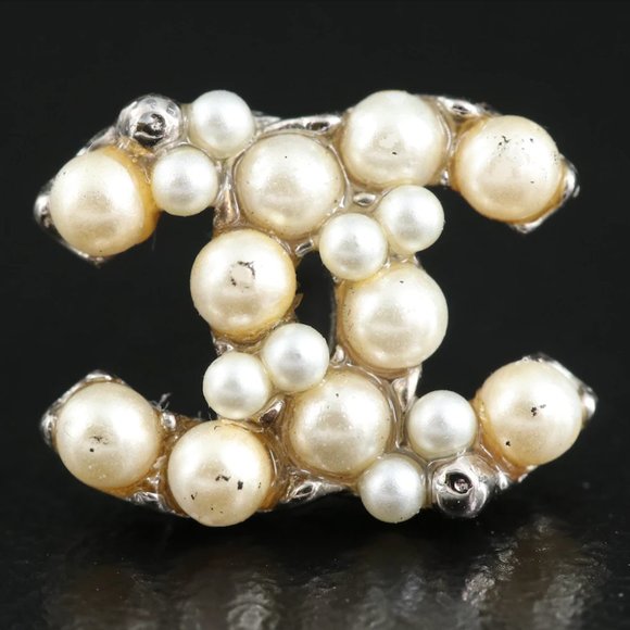 Chanel CC Logo Faux Pearl Stud Earrings - Picture 15 of 16